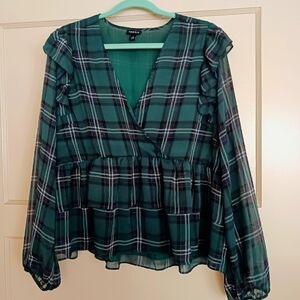 Green Plaid Women's Top